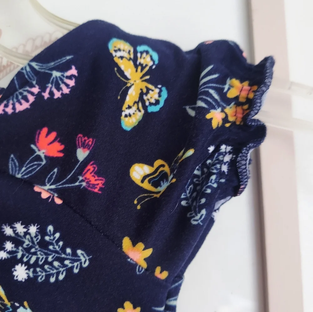🎁 10/$25- Butterfly jumper romper, 2T, EUC, navy blue
